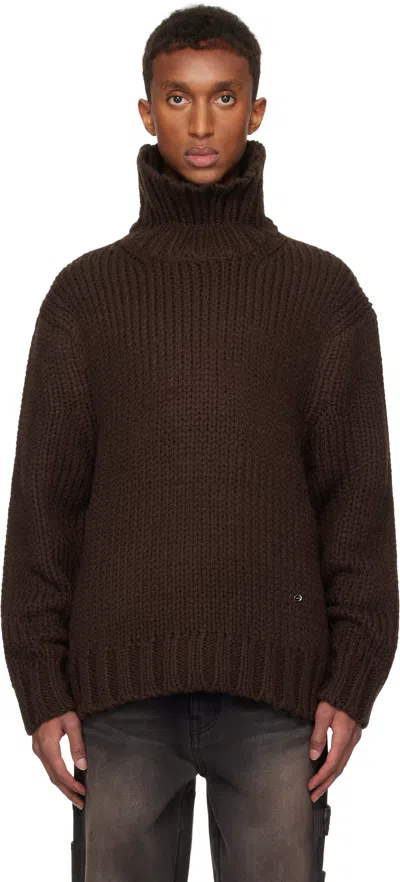 We11 Done Brown Chunky Turtleneck