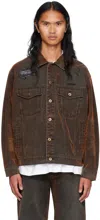 We11 Done Brown Distressed Denim Jacket In Black