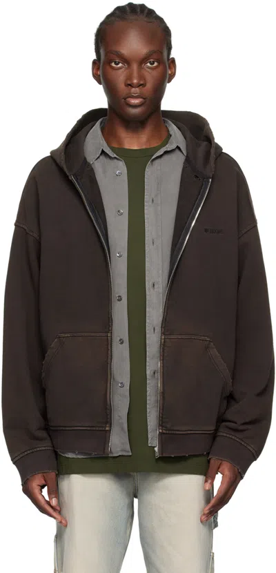 We11 Done Brown Distressed Hoodie In Black