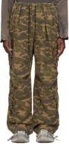 We11 Done Brown Wide Leg Tucked Cargo Pants In Mix