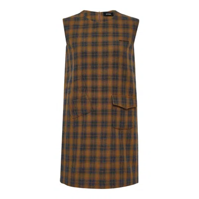 We11 Done Brown Womens Check Pattern Dress In Multi