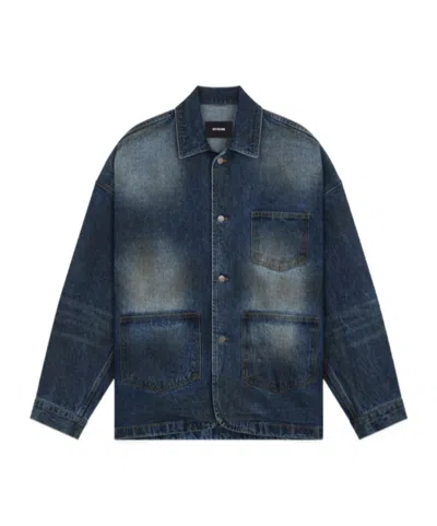 We11 Done Button Long-sleeved Denim Coat In Black
