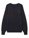 We11 Done Button Ribbed Cardigan In Blue