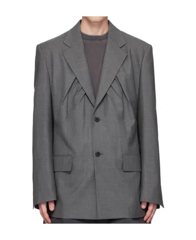 We11 Done Button Suit Coat In Black