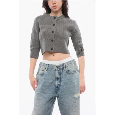 We11 Done Cable-knit Wool Cropped Cardigan
