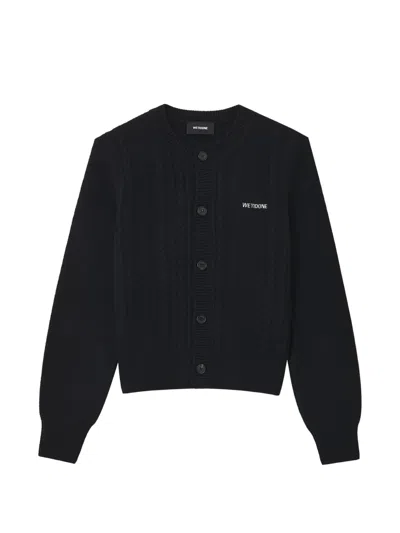 We11 Done Cable-knit Logo-embroidered Cardigan In Multi