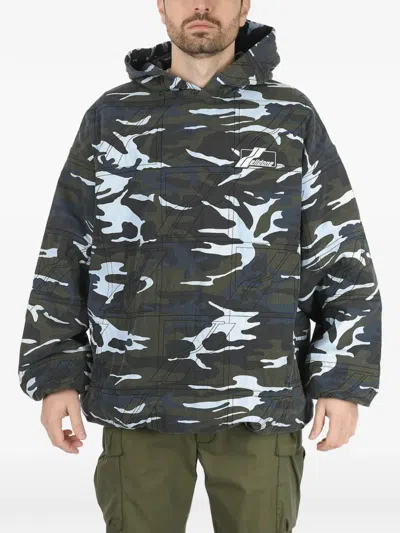 We11 Done Camouflage Logo-patch Hoodie In Multi