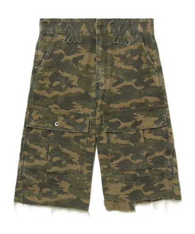 We11 Done Camouflage-print Cargo Shorts In Metallic