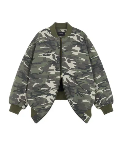 We11 Done Camouflage Zipper Cotton Suit In Black
