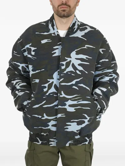 We11 Done Camouflage-print Oversized Bomber Jacket In Black