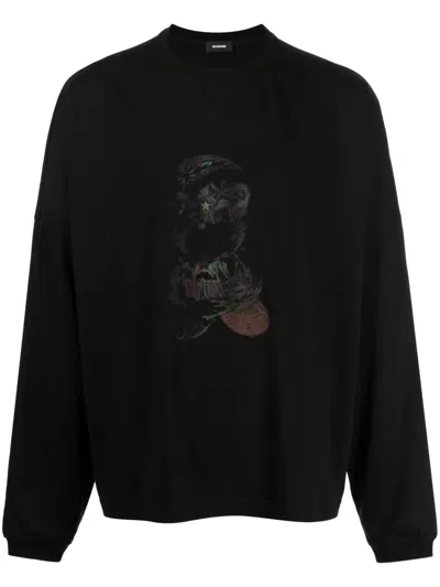 We11 Done Cartoon-print Cotton T-shirt In Black