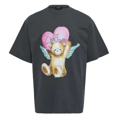 We11 Done Charcoal Angel Teddy T-shirt In Black