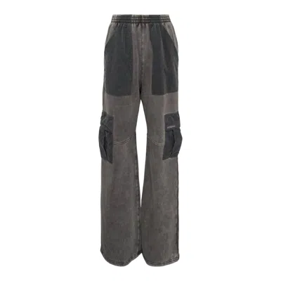 We11 Done Charcoal Cargo Jersey Trousers In Gray