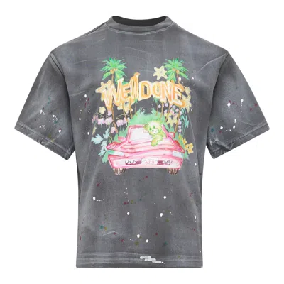 We11 Done Charcoal Dirty Painting T-shirt In Gray