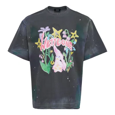 We11 Done Charcoal Dirty Painting T-shirt In Gray