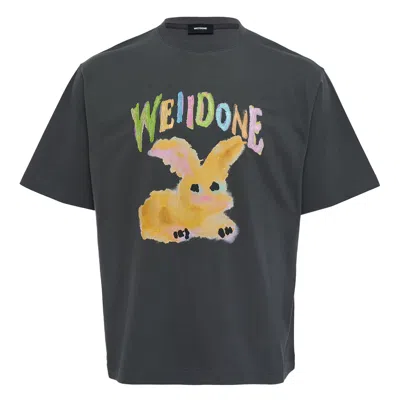 We11 Done Charcoal Painted Rabbit T-shirt In Black