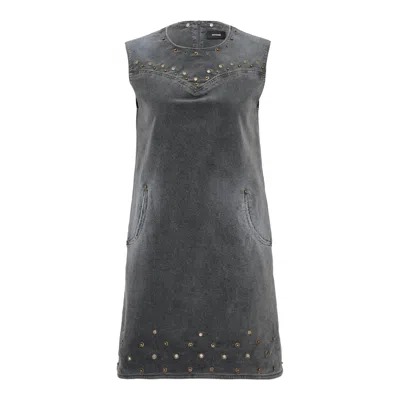 We11 Done Charcoal Womens Washed Velvet Mini Dress In Gray