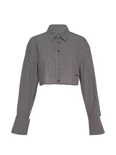 We11 Done Check Cropped Shirt In Gray