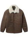 We11 Done Brown Check Insulated Faux-shearling Jacket In Brown