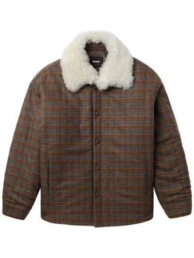 We11 Done Brown Check Insulated Faux-shearling Jacket