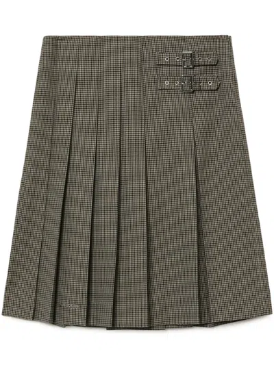 We11 Done Check-print Skirt In Braun