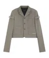 We11 Done Checkered Belted Blazer In Gray