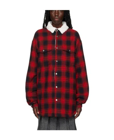 We11 Done Checkered Casual Jacket In Black