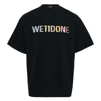 We11 Done Checkered Logo T-shirt In Black