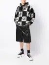 We11 Done Checkered Monogram Knitted Hoodie In White