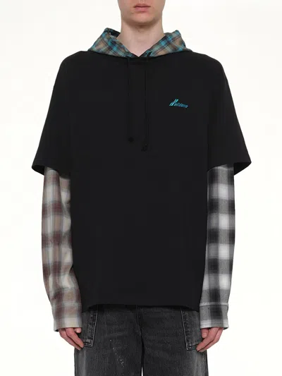 We11 Done Checkered Patch Long-sleeved T-shirt In Black
