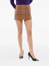 We11 Done Check-pattern A-line Mini Skirt In Brown