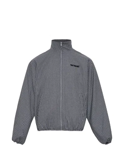 We11 Done Check-pattern Jacket In Gray