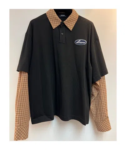 We11 Done Collared Polo Shirt With Patchwork Design In Black
