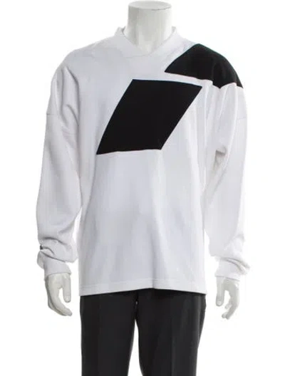 Pre-owned We11 Done Colorblock Pattern V-neck Sweatshirt In White