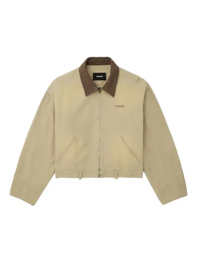 We11 Done Cord-collar Cotton Jacket In Green