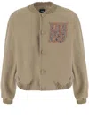 We11 Done Cotton Blend Jacket With Ribbed Edges And Signature Logo In Burgundy