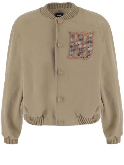 WE11 DONE COTTON BLEND JACKET WITH RIBBED EDGES AND SIGNATURE LOGO