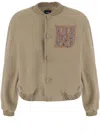 We11 Done Cotton Blend Jacket With Ribbed Edges And Signature Logo In Green