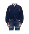 We11 Done Navy Leather Point Stadium Jacket In Blue
