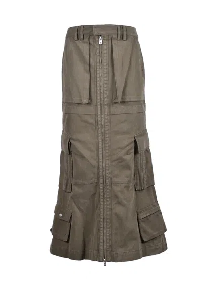 We11 Done Cotton Cargo Dress - Khaki In Gray