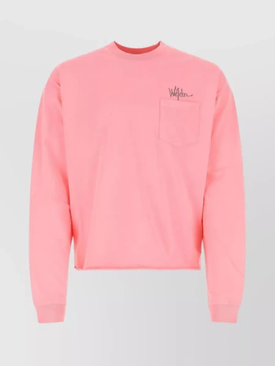 We11 Done Cotton Crew Neck Sweater In Pink