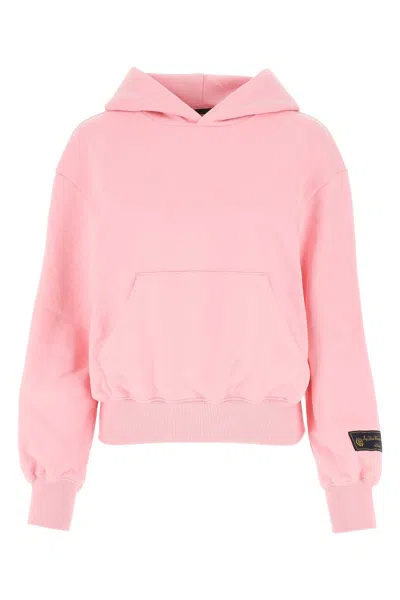 We11 Done Cotton Hooded Sweatshirt In Pink