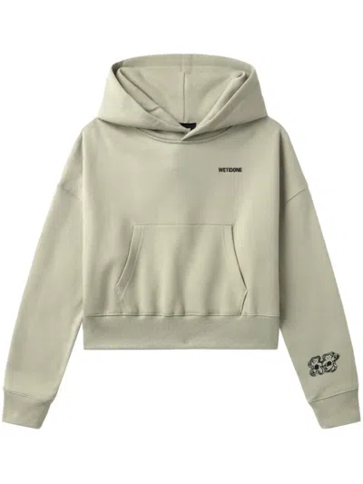 We11 Done Cotton Hoodie In Green