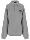 We11 Done Cotton Polo Sweatshirt With Signature Logo In Gray