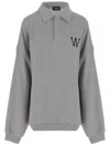 We11 Done Cotton Polo Sweatshirt With Signature Logo In Gray