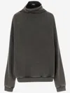 We11 Done High Collar Cotton Sweatshirt With Dropped Shoulders In Gray