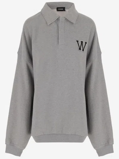 We11 Done Cotton Sweatshirt With Logo In Gray