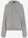 We11 Done Hooded Cotton Sweatshirt With Embroidered Logo And Pouch Pocket In Gray