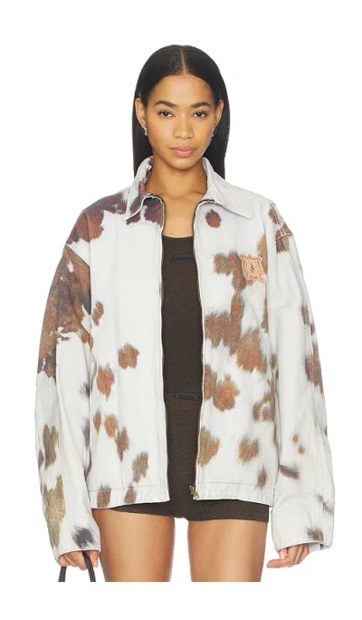 We11 Done Cowhide Print Work Jacket In Gray