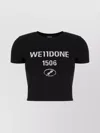 We11 Done Crew Neck Cropped T-shirt With Graphic Print In Black